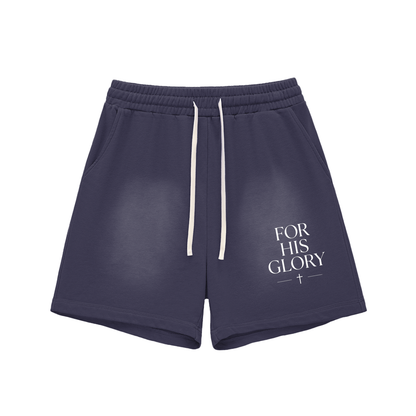 Sun Fade Raw Edge Cotton Shorts