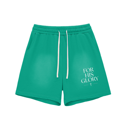 Sun Fade Raw Edge Cotton Shorts