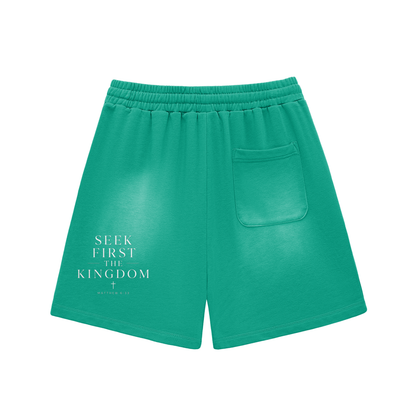 Sun Fade Raw Edge Cotton Shorts