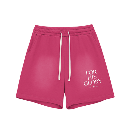 Sun Fade Raw Edge Cotton Shorts