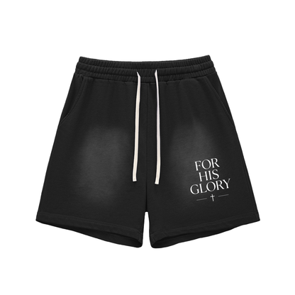 Sun Fade Raw Edge Cotton Shorts